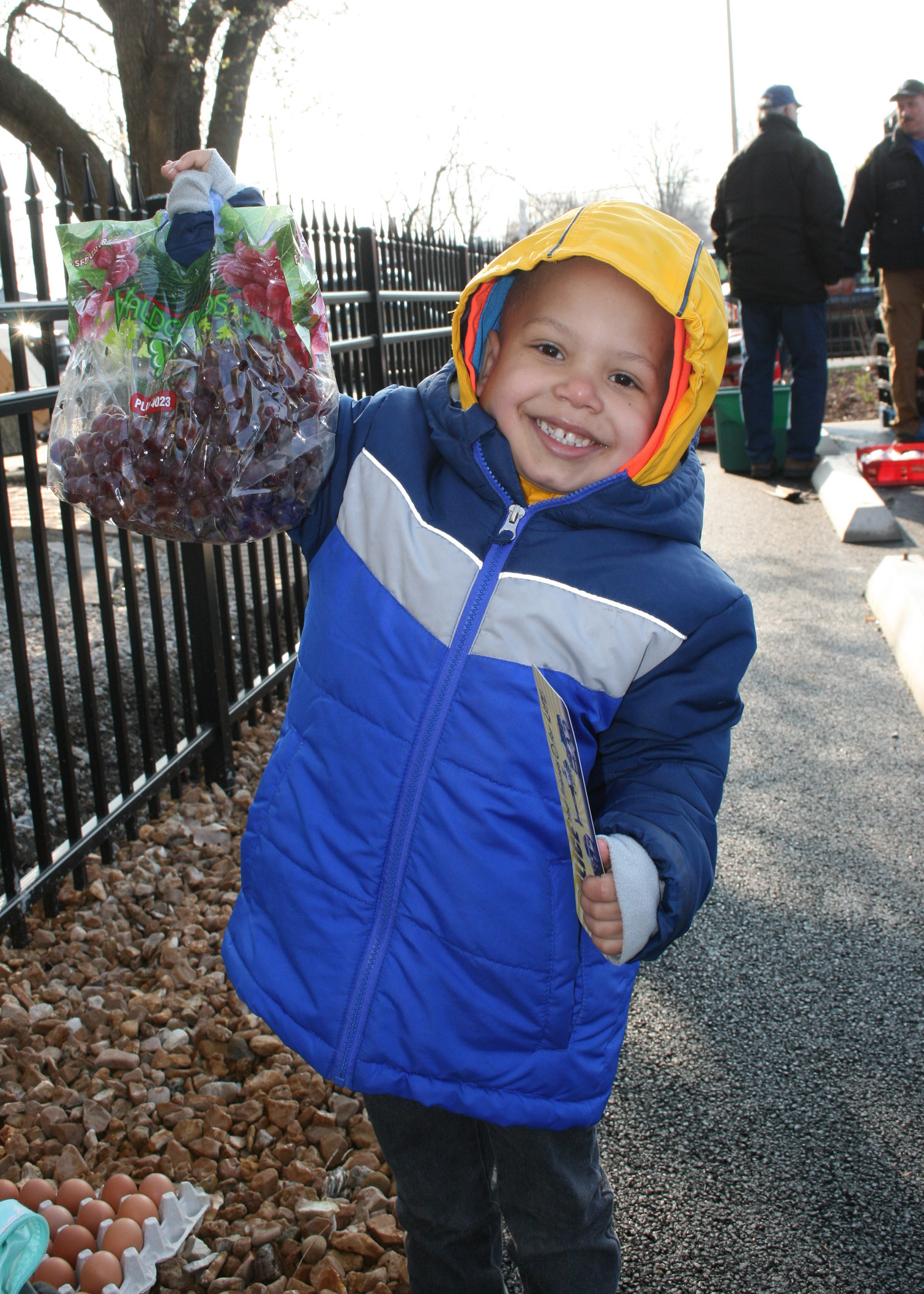 Little Boy Holding Grapes